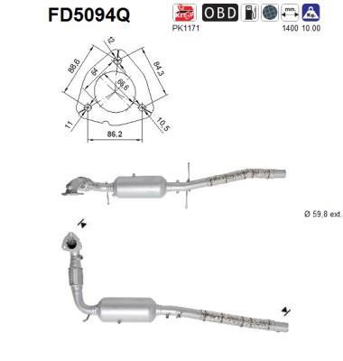 Filtre à particules / FAP (FAP diesel) AS ref. FD5094Q