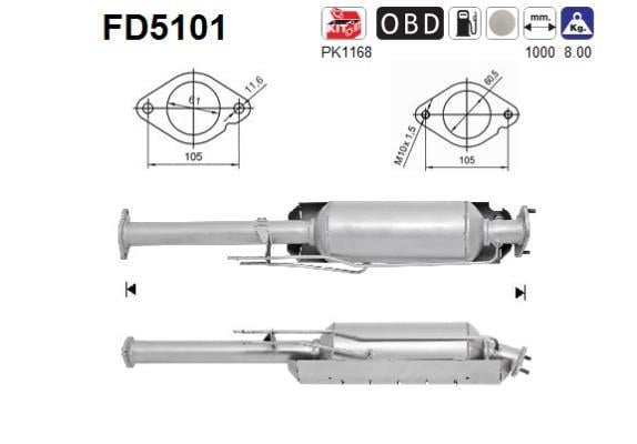 Filtro de partículas (FAP Diesel) AS ref. FD5101