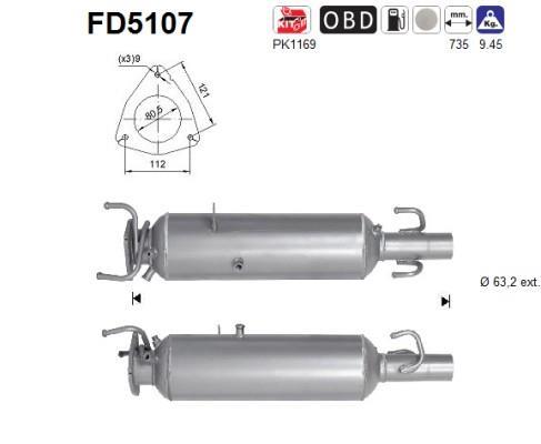 Filtro de partículas (FAP Diesel) AS ref. FD5107