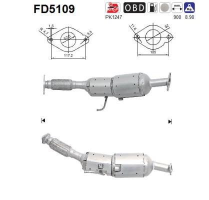 Filtro de partículas (FAP Diesel) AS ref. FD5109