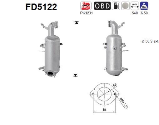 Filtre à particules / FAP (FAP diesel) AS ref. FD5122
