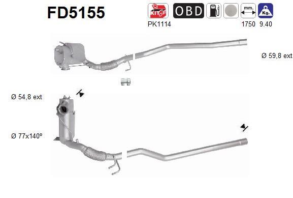 Filtre à particules / FAP (FAP diesel) AS ref. FD5155