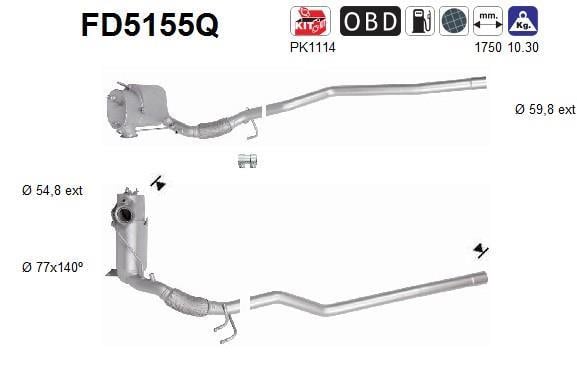 Filtre à particules / FAP (FAP diesel) AS ref. FD5155Q