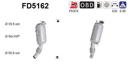 Filtre à particules / FAP (FAP diesel) AS ref. FD5162