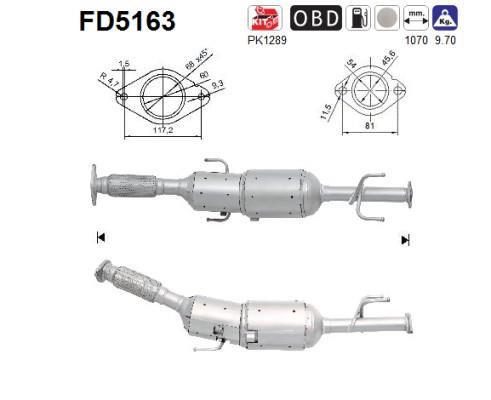 Filtre à particules / FAP (FAP diesel) AS ref. FD5163