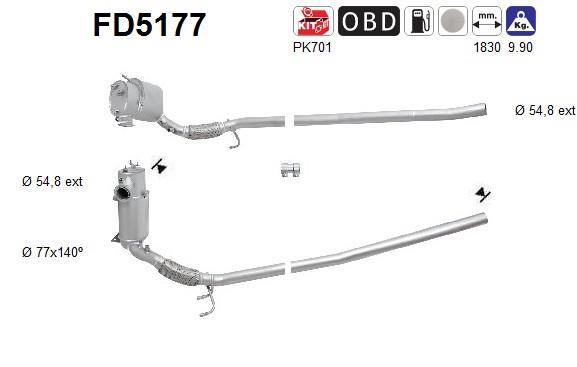 Filtre à particules / FAP (FAP diesel) AS ref. FD5177