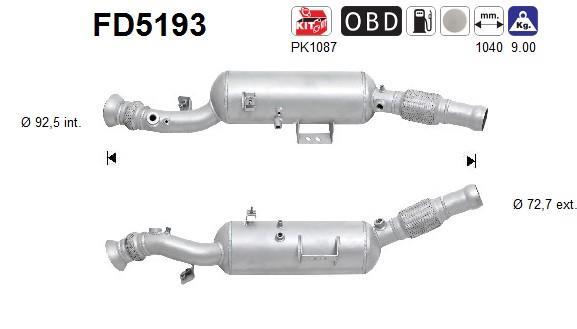 Filtre à particules / FAP (FAP diesel) AS ref. FD5193