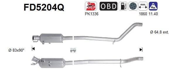 Filtre à particules / FAP (FAP diesel) AS ref. FD5204Q