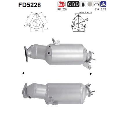 Filtre à particules / FAP (FAP diesel) AS ref. FD5228