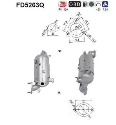 Filtre à particules / FAP (FAP diesel) AS ref. FD5263Q