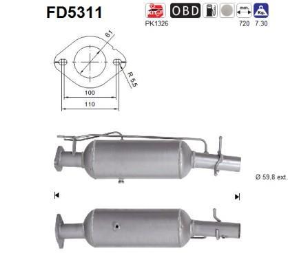 Filtre à particules / FAP (FAP diesel) AS ref. FD5311