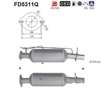 Filtre à particules / FAP (FAP diesel) AS ref. FD5311Q