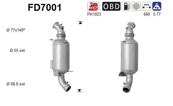 Filtre à particules / FAP (FAP diesel) AS ref. FD7001