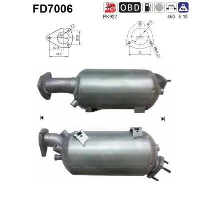 Filtre à particules / FAP (FAP diesel) AS ref. FD7006