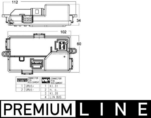 Régulateur, pulseur d'air habitacle (Élément de commande, chauffage/ventilation) MAHLE Aftermarket ref. ABR 68 000P