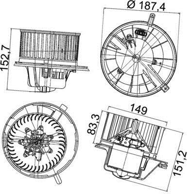 Pulseur d'air habitacle (Ventilateur habitacle) MAHLE Aftermarket ref. AB 148 000P