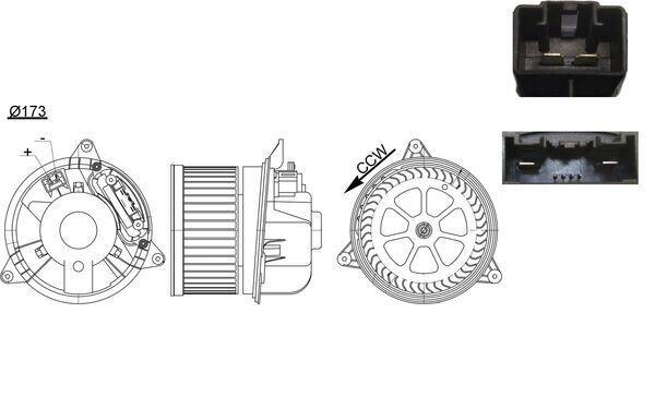 Pulseur d'air habitacle (Ventilateur habitacle) MAHLE Aftermarket ref. AB 195 000S