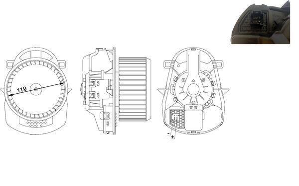 Pulseur d'air habitacle (Ventilateur habitacle) MAHLE Aftermarket ref. AB 258 000S