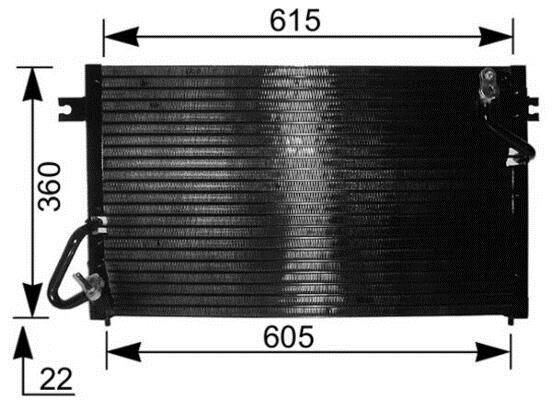 Condenseur, climatisation (Radiateur de climatisation) MAHLE Aftermarket ref. AC 186 000S