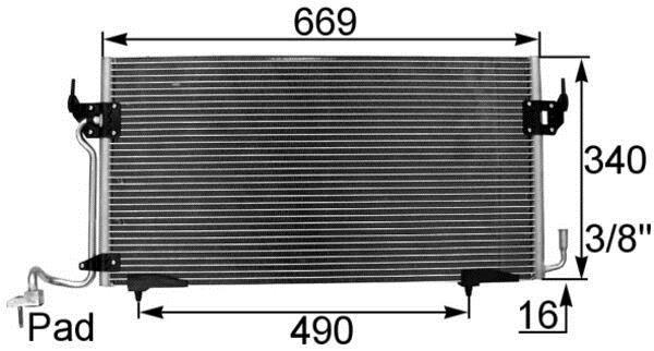 Condenseur, climatisation (Radiateur de climatisation) MAHLE Aftermarket ref. AC 206 000S