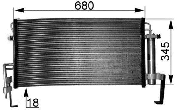 Condenseur, climatisation (Radiateur de climatisation) MAHLE Aftermarket ref. AC 263 000S