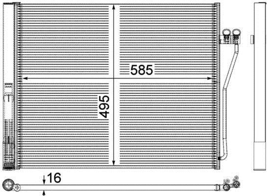 Condenseur, climatisation (Radiateur de climatisation) MAHLE Aftermarket ref. AC 568 000P