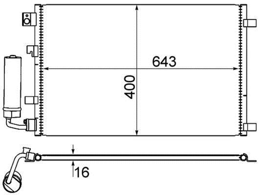 Condenseur, climatisation (Radiateur de climatisation) MAHLE Aftermarket ref. AC 604 001S