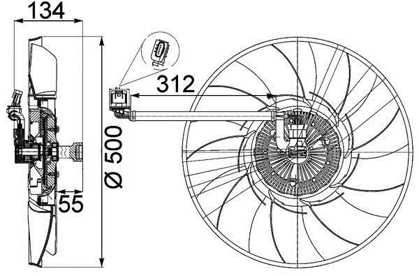 Ventilateur de refroidissement du moteur (Motoventilateur) MAHLE Aftermarket CFF 467 000P