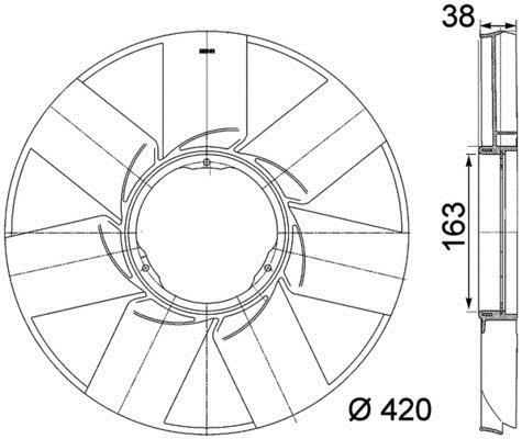 Hélice du ventilateur de refroidissement moteur (Hélice moteur) MAHLE Aftermarket CFW 38 000P