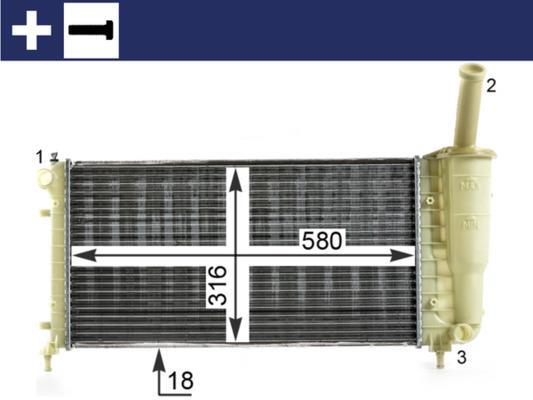 Radiateur moteur (Radiateur de refroidissement) MAHLE Aftermarket ref. CR 1994 000S