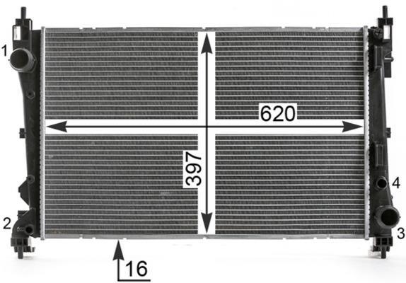 Radiateur moteur (Radiateur de refroidissement) MAHLE Aftermarket ref. CR 2003 000P