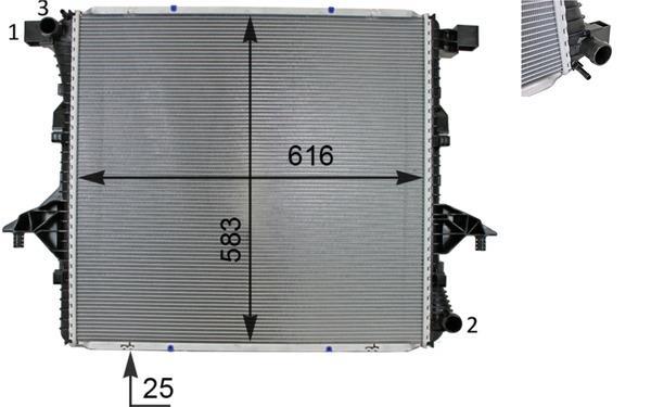 Radiateur moteur (Radiateur de refroidissement) MAHLE Aftermarket ref. CR 81 000S