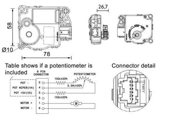 Moteur actionneur de volet de climatisation (Moteur de volet de climatisation) MAHLE Aftermarket ref. AA 58 000P