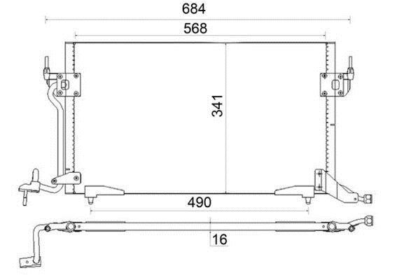Condenseur, climatisation (Radiateur de climatisation) MAHLE Aftermarket ref. AC 182 001S