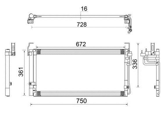 Condenseur, climatisation (Radiateur de climatisation) MAHLE Aftermarket ref. AC 265 000S