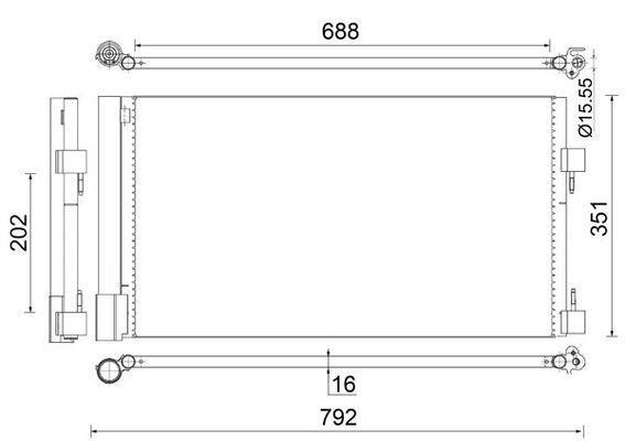 Condenseur, climatisation (Radiateur de climatisation) MAHLE Aftermarket ref. AC 486 000S
