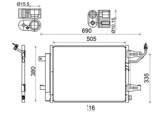 Condenseur, climatisation (Radiateur de climatisation) MAHLE Aftermarket ref. AC 509 000S