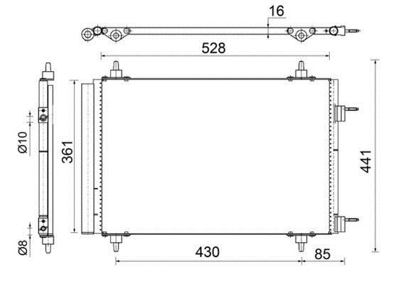 Condenseur, climatisation (Radiateur de climatisation) MAHLE Aftermarket ref. AC 554 000S