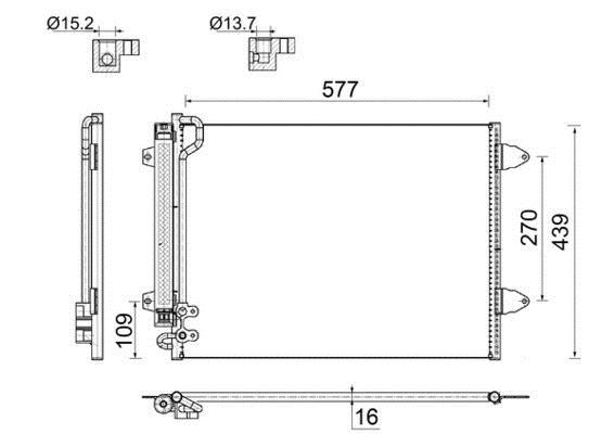 Condenseur, climatisation (Radiateur de climatisation) MAHLE Aftermarket ref. AC 666 000S