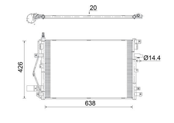 Condenseur, climatisation (Radiateur de climatisation) MAHLE Aftermarket ref. AC 924 000S