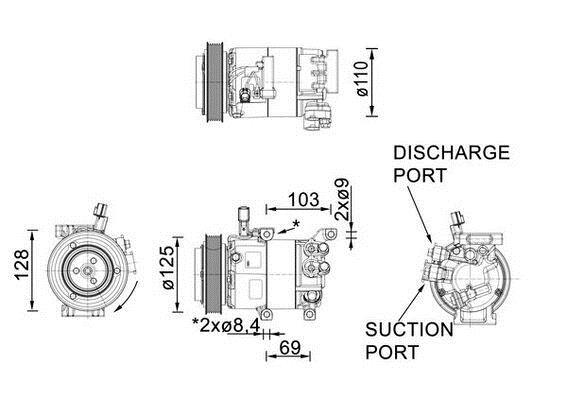 Compresor, aire acondicionado MAHLE Aftermarket ref. ACP 1458 000P
