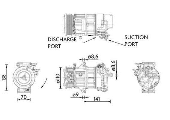 Compresseur, climatisation MAHLE Aftermarket ref. ACP 1491 000P