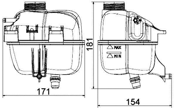Vase d'expansion, liquide de refroidissement (Réservoir liquide de refroidissement) MAHLE Aftermarket CRT 87 001S