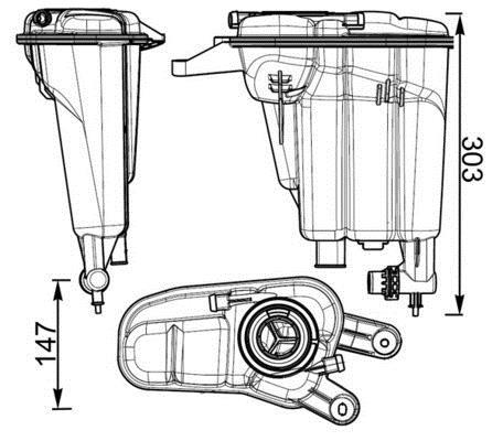 Vase d'expansion, liquide de refroidissement (Réservoir liquide de refroidissement) MAHLE Aftermarket CRT 95 000S