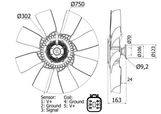 Ventilateur de refroidissement du moteur (Motoventilateur) MAHLE Aftermarket CFF 454 000S