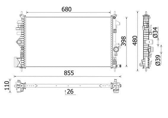 Radiateur moteur (Radiateur de refroidissement) MAHLE Aftermarket CR 2265 000P
