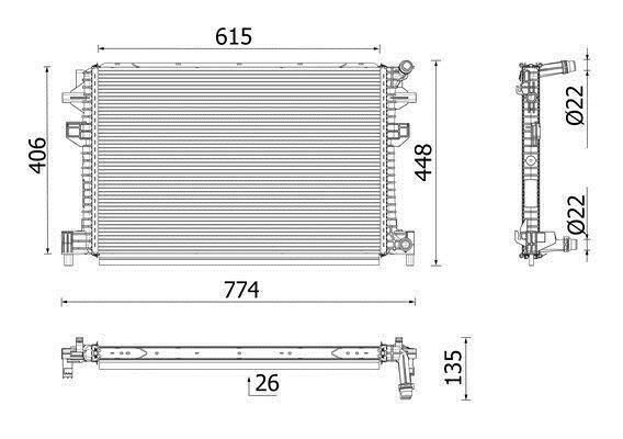 Radiateur moteur (Radiateur de refroidissement) MAHLE Aftermarket ref. CR 959 001P