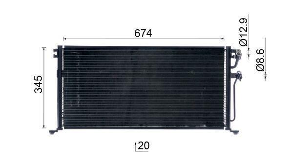 Condenseur, climatisation (Radiateur de climatisation) MAHLE Aftermarket ref. AC 485 001S