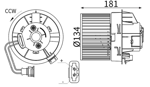 Pulseur d'air habitacle (Ventilateur habitacle) MAHLE Aftermarket ref. AB 428 000S