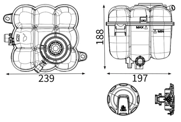 Vase d'expansion, liquide de refroidissement (Réservoir liquide de refroidissement) MAHLE Aftermarket CRT 309 000S